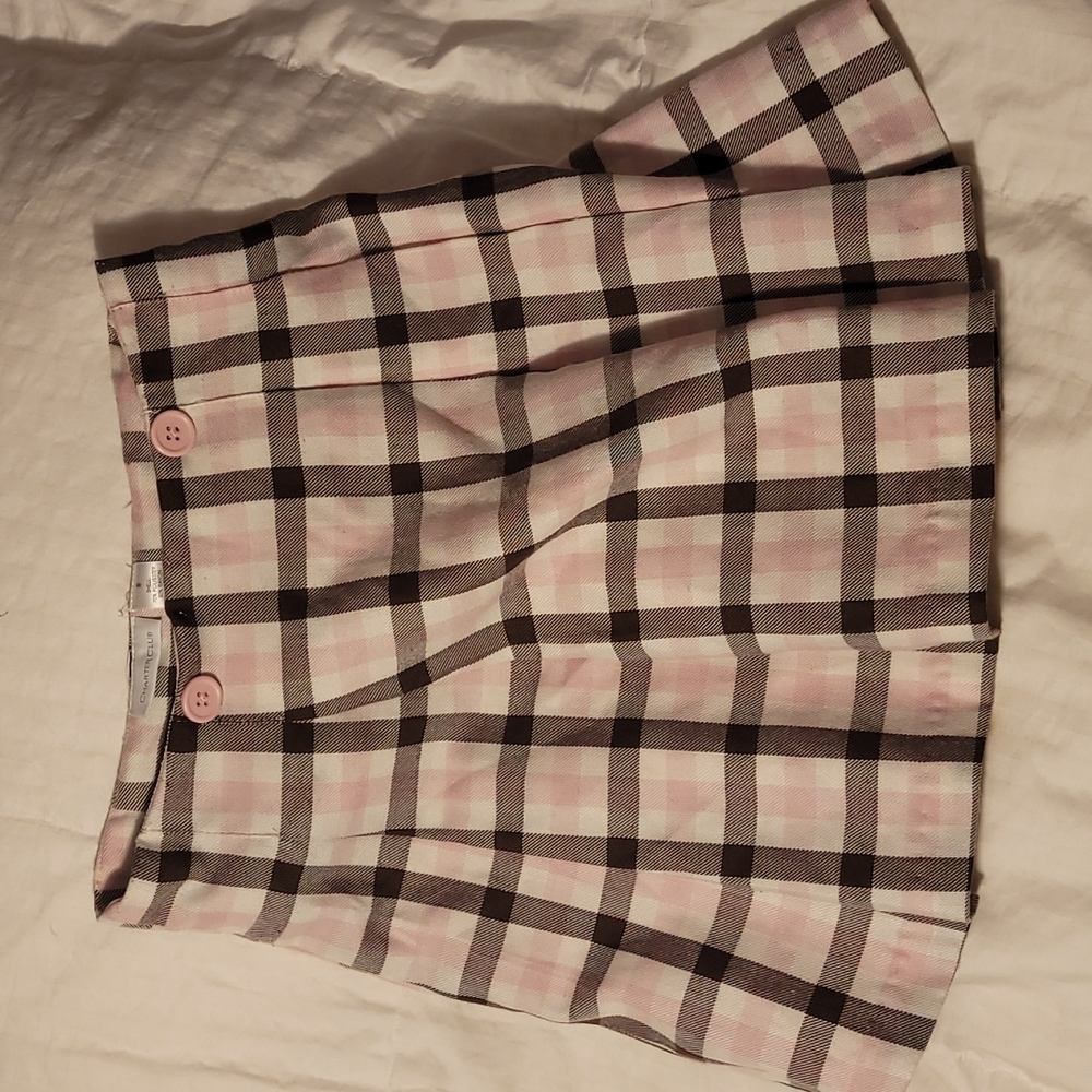 Charter Club Girls 8 pink brown plaid pleated skirt